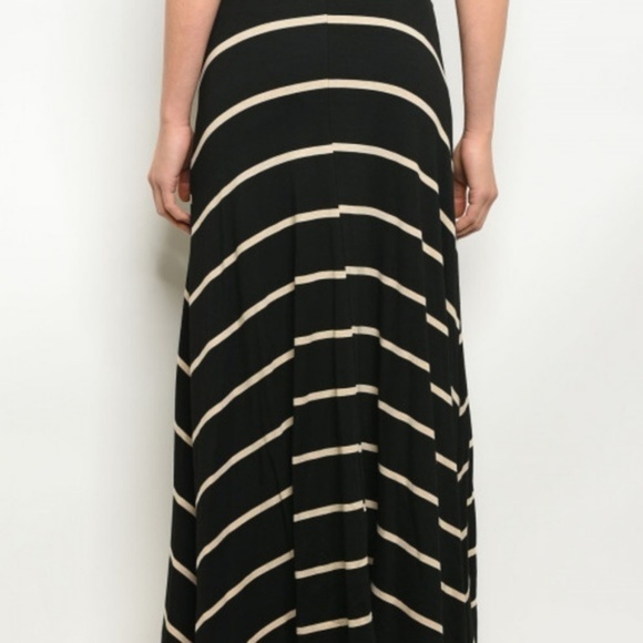 Black and Cream Striped Maxi Skirt - Picture 3 of 3